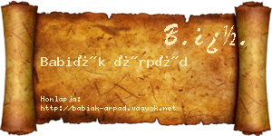 Babiák Árpád névjegykártya