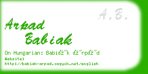 arpad babiak business card